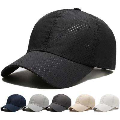 Baseballkappe aus hohlem Netzstoff für Herren, Sommer, schnelltrocknend, atmungsaktiv, Sonnenblenden, UV-Schutz, Strandhut, Outdoor-Sport, Tennis-/Golfkappe, Hip-Hop-Hüte