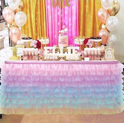 Birthday Party Tulle Table Skirt Tutu Tablecloth Tableware Baby Shower Birthday Party Decorations Wedding Home Table Supplies