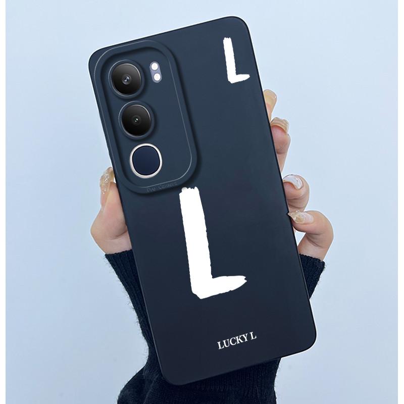 For Vivo Y19s V2149 Cover Case Lucky Initial Letter Couple Silicone Soft Matte Phone Bumper for Vivo Y19s 4G Y29 5G Casing