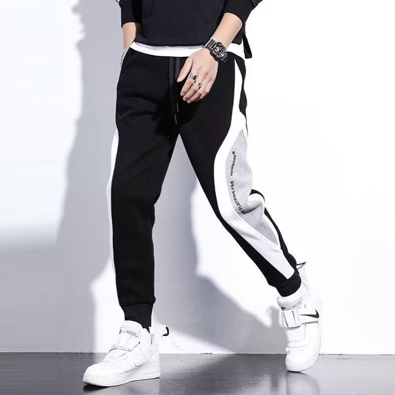 Men's Sports Pants Loose Fitting Leggings Patchwork Running Training Casual Fashion Outfit Trousers