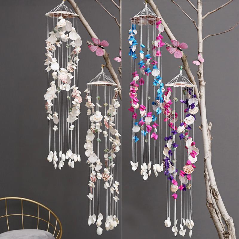 Colorful Shell Wind Chime Decoration Creative Door Window Decor Wind Chime Mediterranean Style Wrapped Wind Chime Hanging Decor