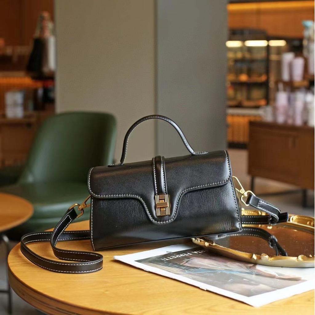 Genuine Leather Bag for Women, New Niche Original High-end Women's Bag, Light Luxury Retro Cambridge Handbag, Crossbody Small Bag