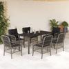 VidaXL Garden Dining Set with Cushions 7 Pcs, Patio Table and Chairs, Outdoor Furniture Terrace, Modern, 3212135
