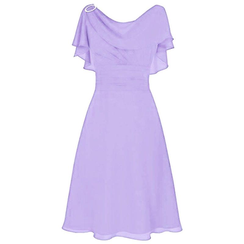 European and American New Chiffon Dress, Women's Sexy One-word Shoulder Wedding Dress Dress