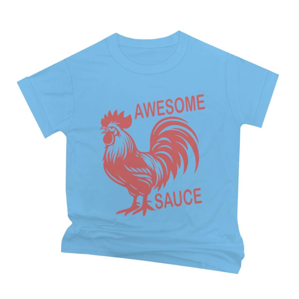 Funny Rooster Awesome Sauce Print TShirts Mens Short Sleeve Graphic T Shirt Funny Chicken Tshirt Humor Tees Male Tshirt