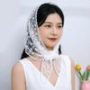 Elegant Embroidered Flower Lace Scarf Breathable Mesh Lightweight Triangle Scarf Sunscreen Shawl Spring