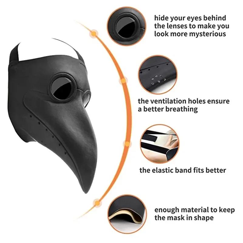 Costume da Peste Medievale con Maschera, Mantello con Cappuccio da Sacerdote per Adulti e Bambini, Accessori per Performance Festiva di Halloween