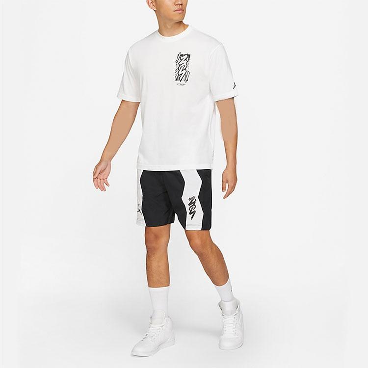 Nike Men's Jordan Dri-FIT Zion Basketball Printing Sports Knit Round Neck Short Sleeve White T-Shirt DH0593-101