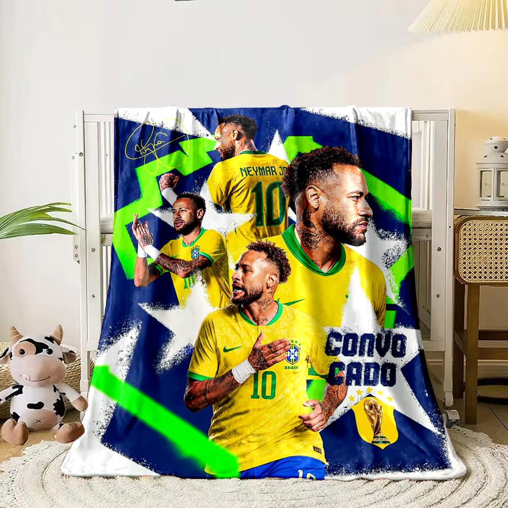 Brazil Football Star Designed Flannel blanket for bedroom, living room, sofa, and nap