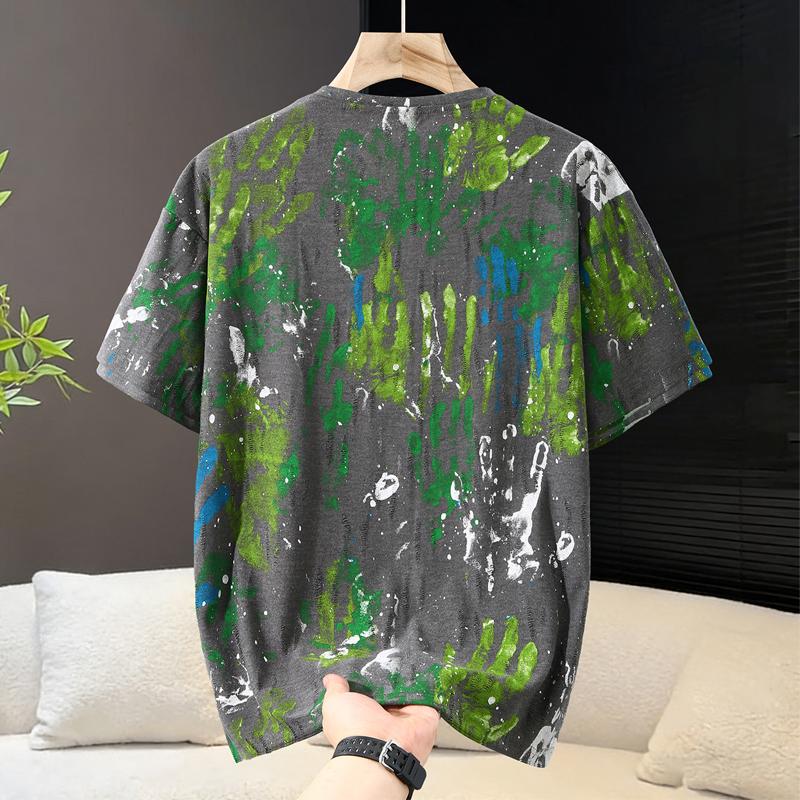 Nadměrná velikost 6XL-13XL Módní pánské malované tričko Letní oversized topy Ležérní poškozené tričko s krátkým rukávem Letní oblečení