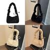 Plush Furry Shoulder Bag For Women With Zipper Closure And Mobile Pocket For Daily Use