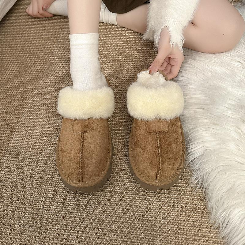2025 new Qian Songyi with the same fur integrated slippers women's outer wear bag head hair mop warm home fluff mop