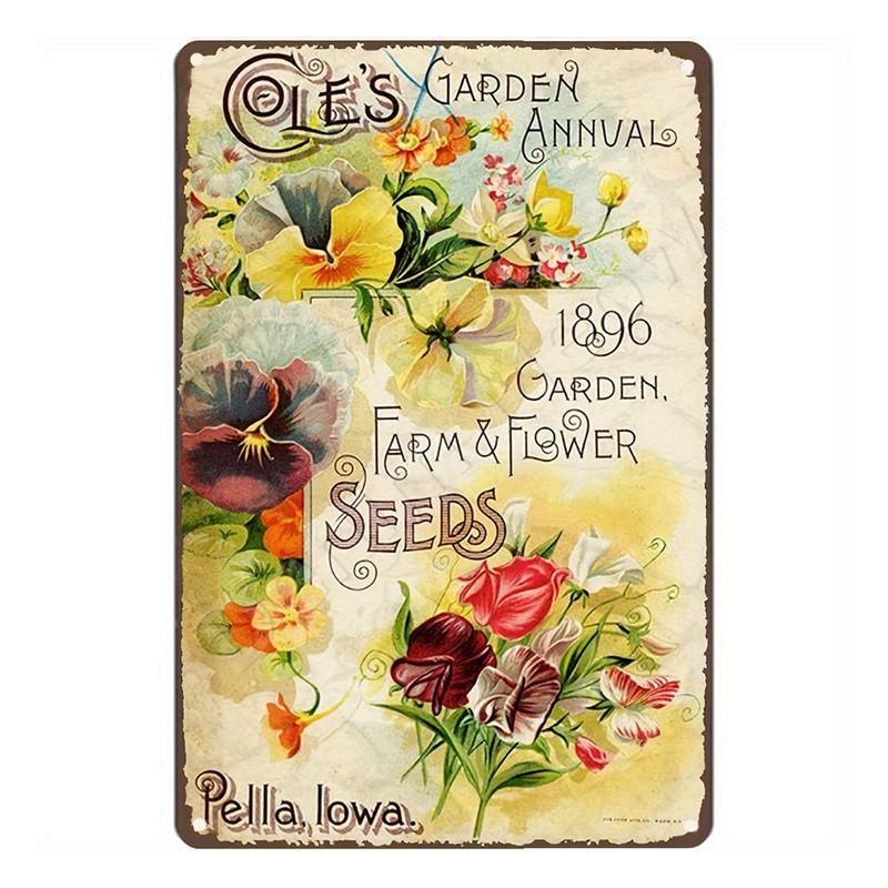 Vintage plechová cedule zahradnictví, retro cedule Funny Plants pro zahradu, venkovní nástěnná dekorace, cedule Home Sweet Home