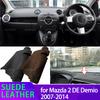 Anti-UV Suede Leather Dashmat for Mazda 2 DE Demio 2007-2014 Black/Brown Dashboard Cover Sun Shade Carpet Pad Accessories