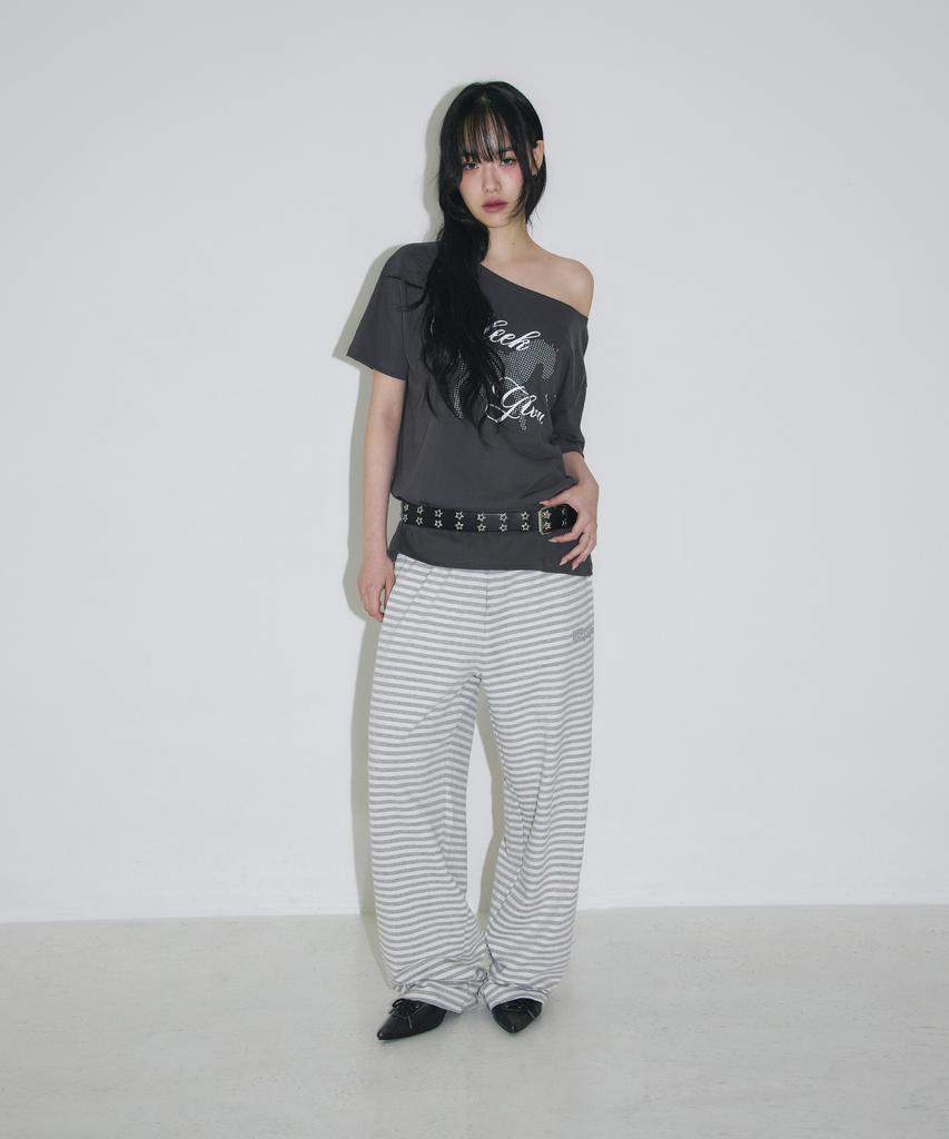 Seulliggeullou Striped Lettering Sweatpants [Gray]