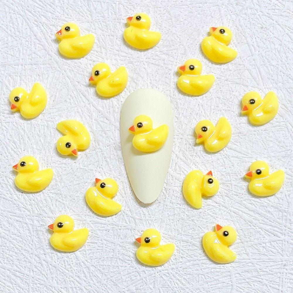 100pcs Cabochons Yellow Duck Resin Ornament Cartoon Duck Resin Figurines  Nail Enhancement