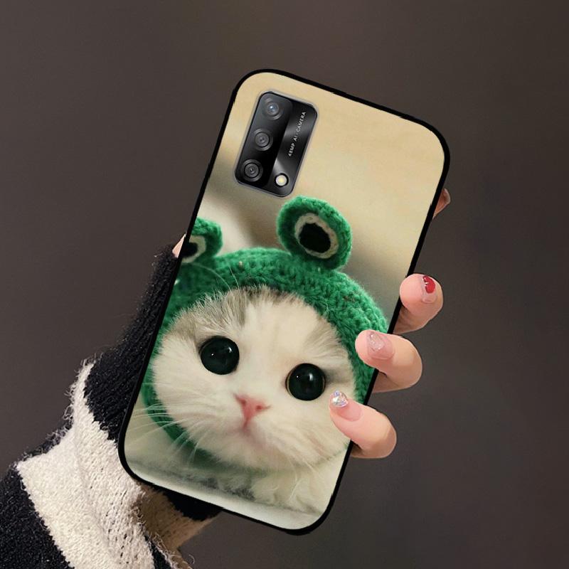 For OPPO A74 4G Oppo F19 Case Luxury Flower Black Soft Silicone Phone Case For OPPO A74 4G Back Cover F19 Coque Cartoon Bumper