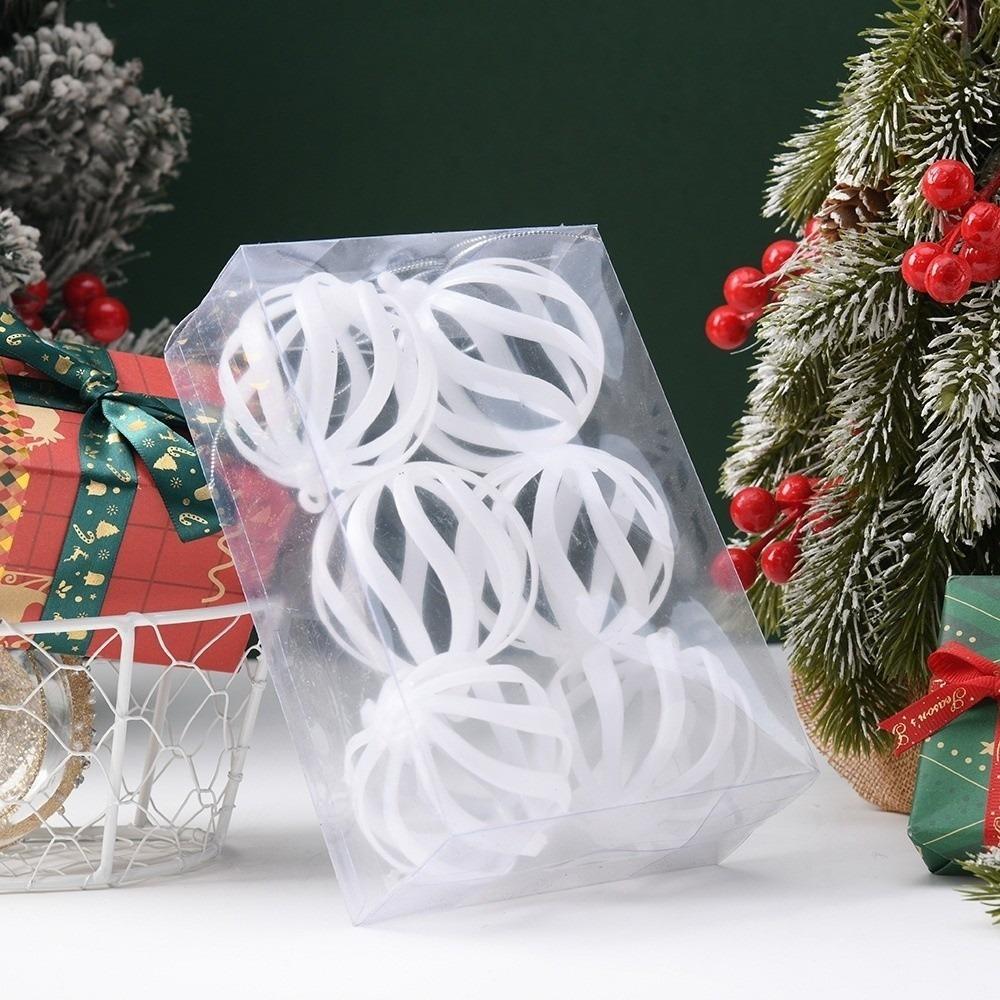 6pcs New Plastic Christmas Ball 6cm DIY Xmas Tree Charm Reusable Xmas Tree Ornament New Year