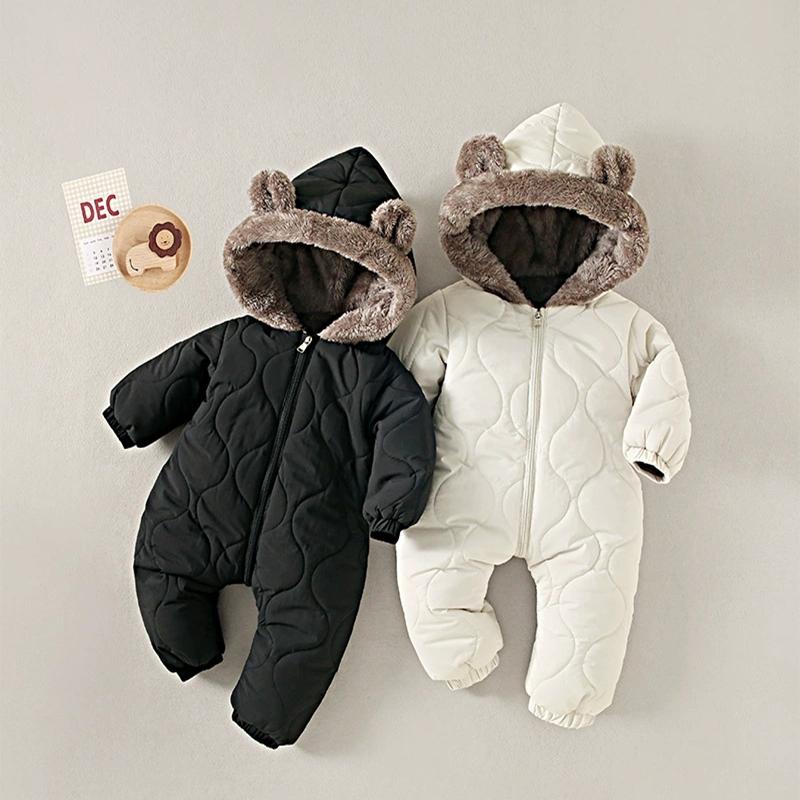Autumn Winter Baby Girl Clothes Snowsuit Plus Velvet Thick Baby Boy Jumpsuit 0-3 Years Romper Boy Overalls Toddler Coat