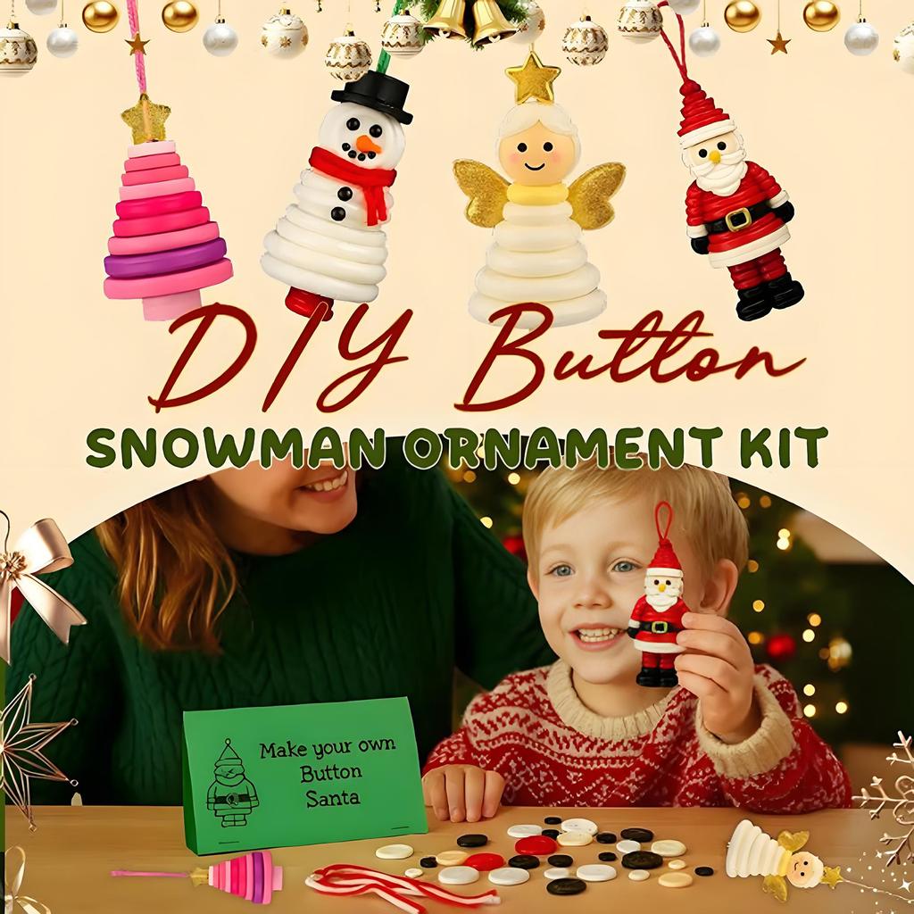 Christmas Diy Button Ornament Kit Fun Button Decoration Craft Kit Button Craft Making Set for Holiday Stocking Filler Gift Decor