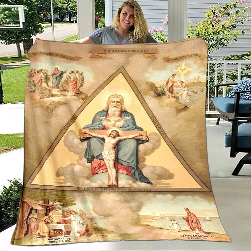 Jesus Virgin Mary Soft Throw Blanket Bedding Flannel Living Room/Bedroom Warm Blanket Virgin Mary Blanket Cross Blanket Home