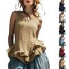 Women Sleeveless Casual Peplum Hem Top Round Neck Relaxed Fit Ruffle Bottom Blouse Lightweight Tank Shirt for Daily Wear