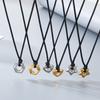 Minimalist Stainless Steel Pendant Necklace for Men Women Star/Heart/Hexagon Charm on Black Nylon Cord Choker Trendy Jewelry