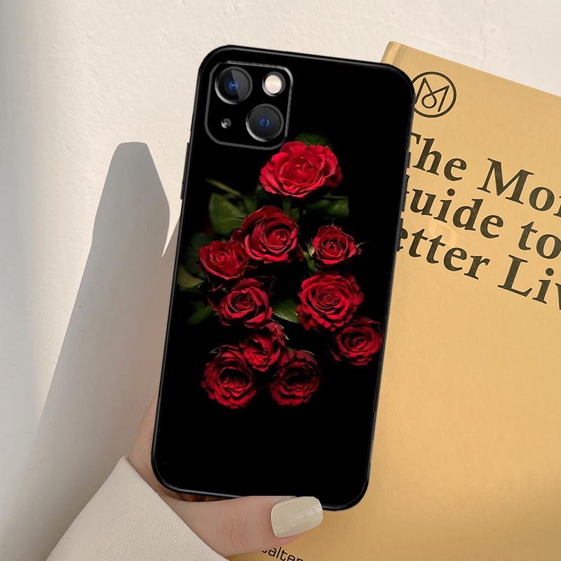 Bright Red Rose Flowers Phone Case For iPhone 17 16 15 14 13 11 12 Pro Max Mini XR 16e 15 16 Plus 17 Air Full Cover