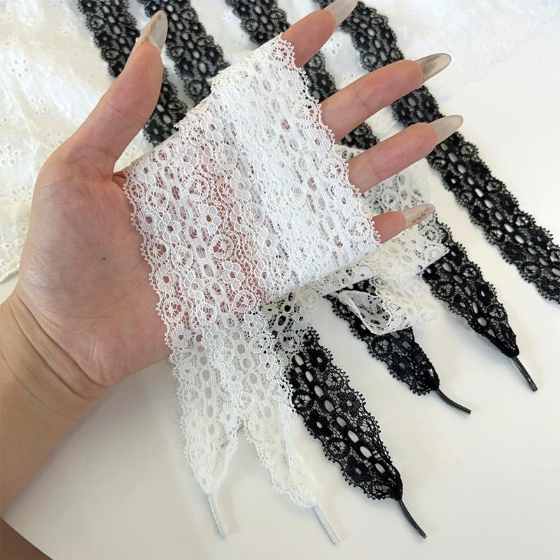 2026 New White Lace Braided Shoelaces 3CM Width Flat Lace Shoe Laces Fashion Ribbon Shoelace for Sneakers Black White Shoe Strap