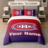 Set Biancheria da Letto Personalizzato Modello Montreal Canadiens, Stampa Nome Testo 1 Copripiumino più 2 Federe Tessile per la Casa