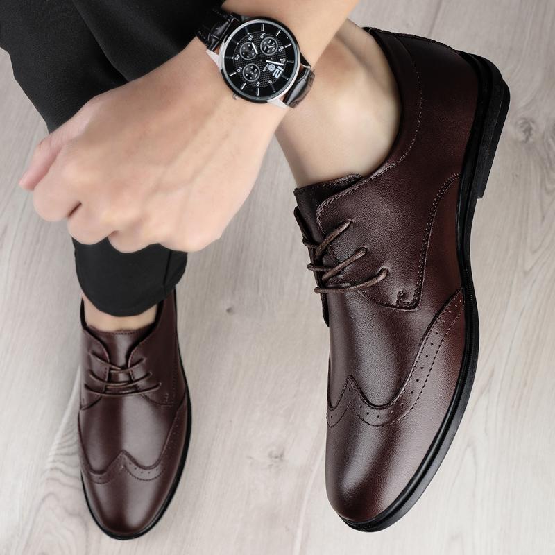 Модные мужские туфли из натуральной кожи в британском стиле — фото 7
