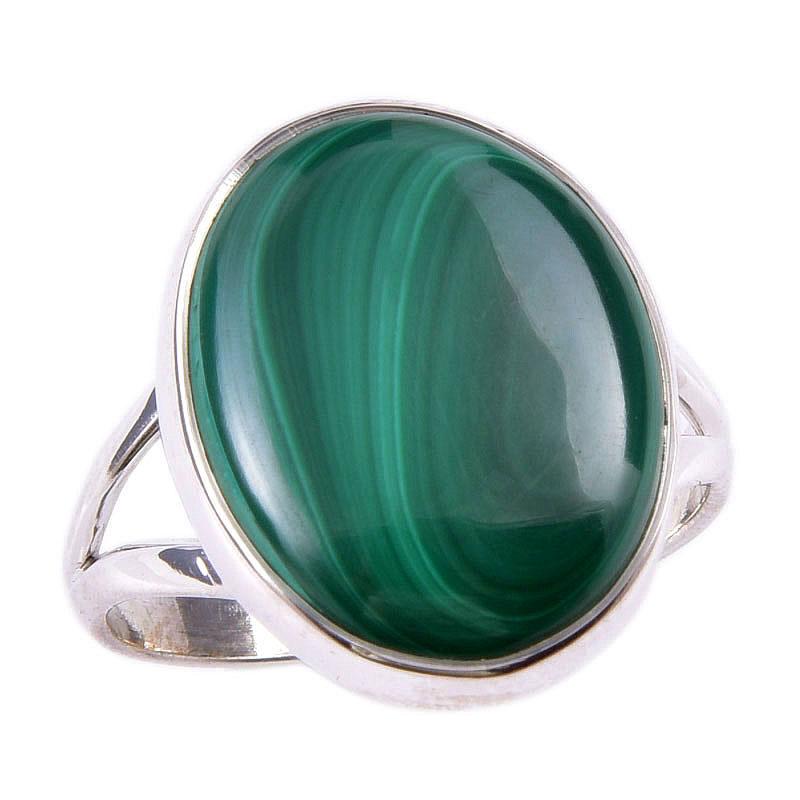Natürlicher Malachit Edelstein 925 Massiv Sterlingsilber Schmuck Ring Größe 9 g5P33