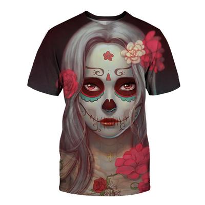 Summer New Anime Skull 3D Printed Round Neck Short Sleeved Women's T-shirt