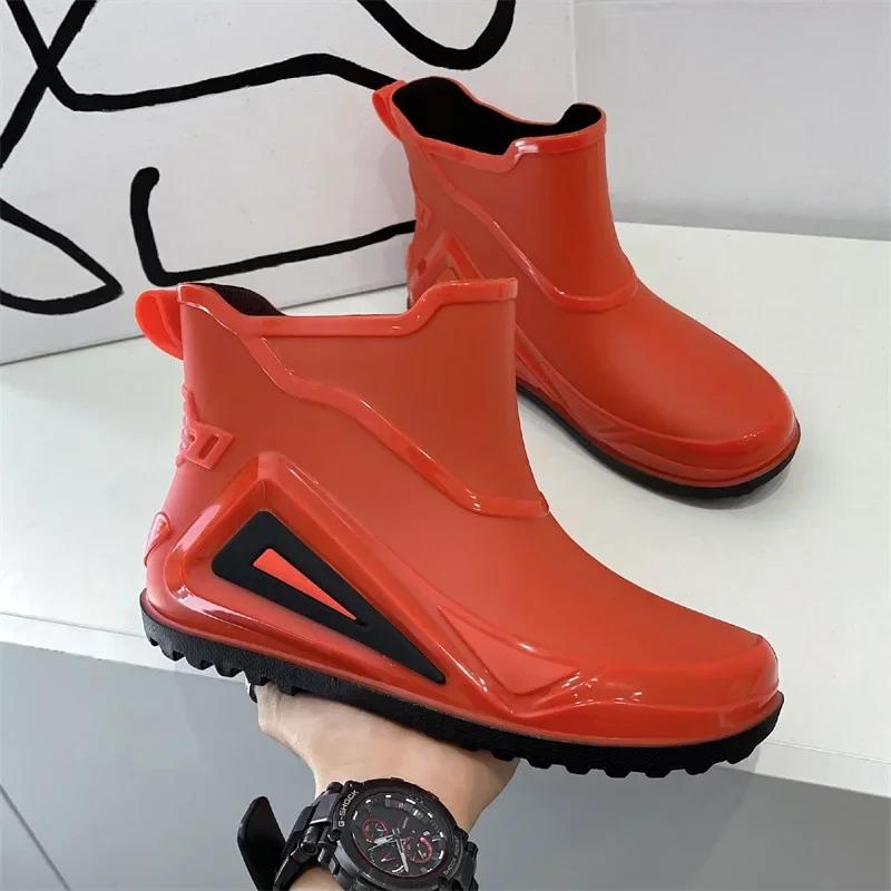 Men Rain Boots Durable Rubber Rain Shoes for Men Trend Outdoor Non-slip Waterproof Hiking Shoes Shaxi Slip on Fishing Shoes 2024
