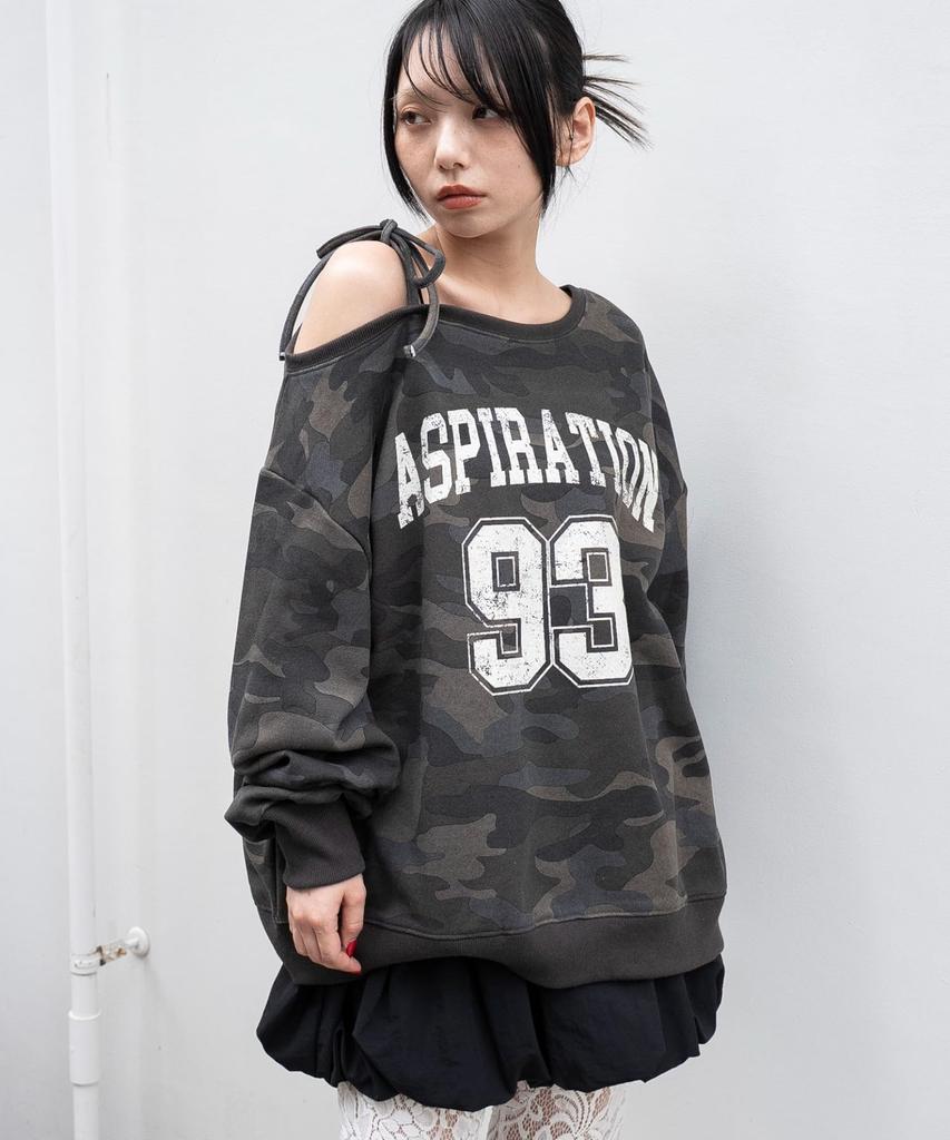 WEGO Graphic Big Sweatshirt Pullover Top for Fall and Gift for Size Pattern 3 2-Way One-Shoulder Winter, Streetwear, Casual, Women, F,