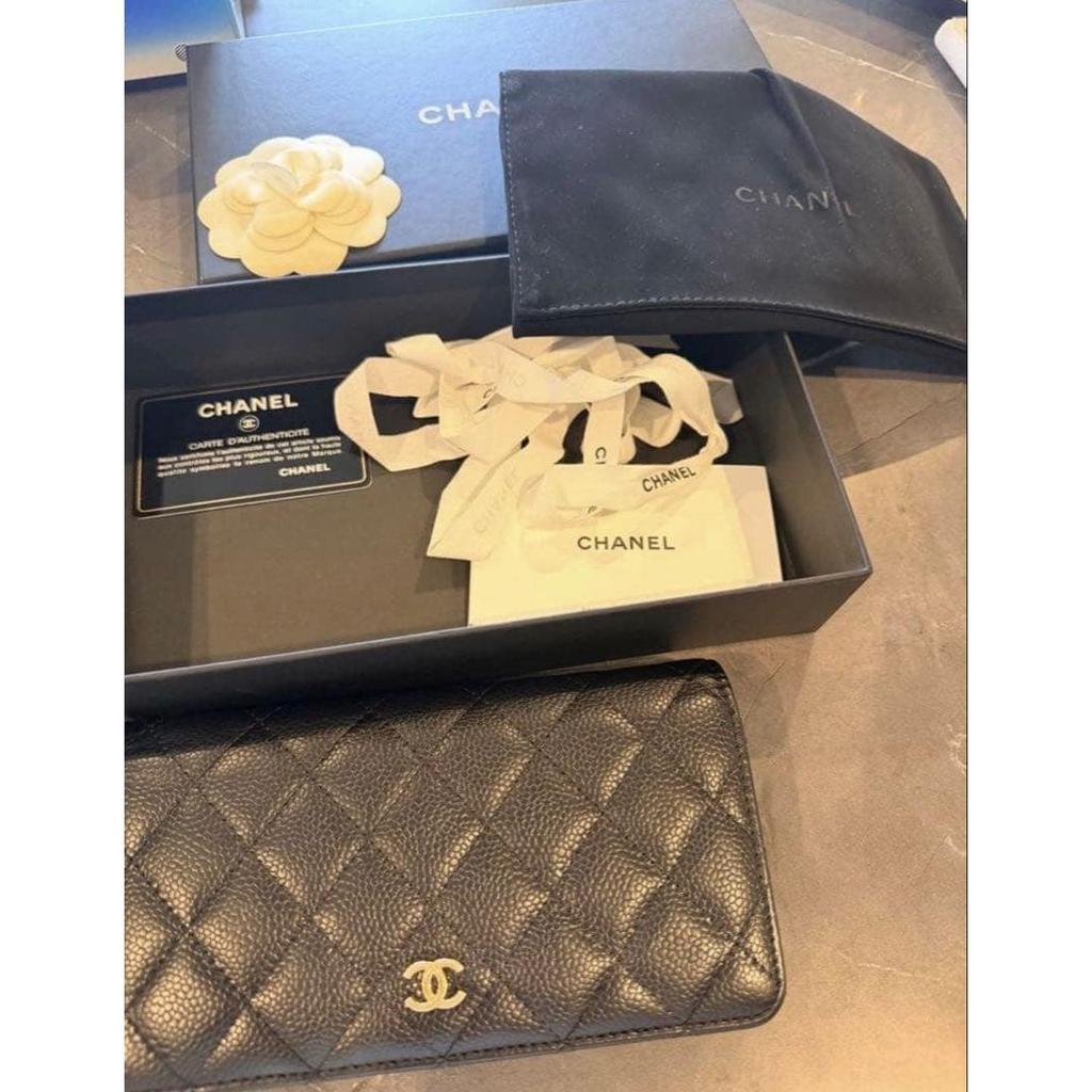 Used CHANEL Caviar Skin Bi-fold Long Wallet