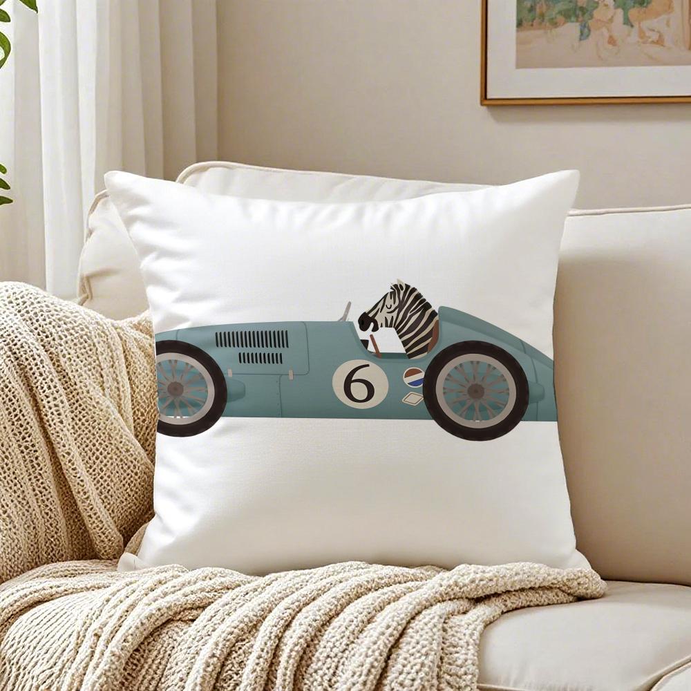Funny Cartoon Animals Car Art Cushion Cover Pillowcase Antidustmite Living Room Sofa Decor Cushion Room