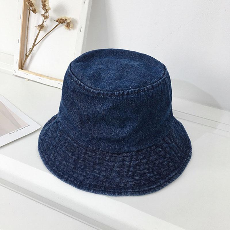 

Женская washed cotton джинсовая панама весна лето с широкими полями защита от солнца ковбойская рыбацкая кепка инстаграм корейская девушка для улицы путешествий шляпы 56-58CM темно-синий