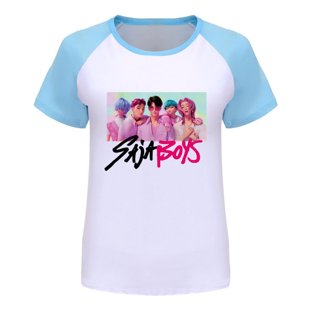 5028 Kids Girls Sajaboys Rumi Zoey Mira Print Raglan Short Sleeves T-Shirt