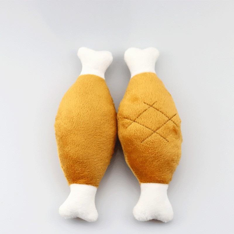 New Pet BB Sound Training Plush Doll Dog, Durable, Teething and Educational Double-headed Chicken Leg Pet Doll