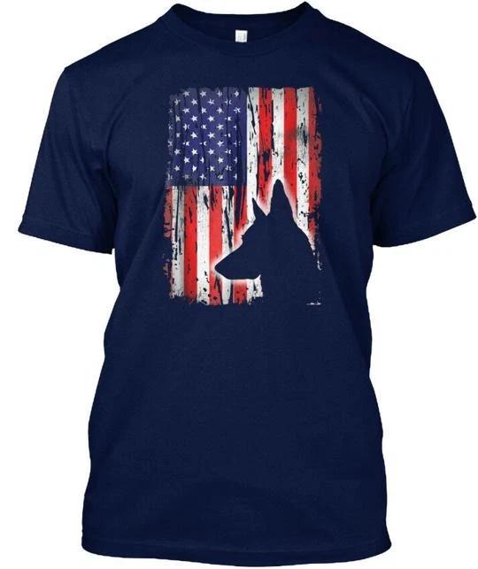 Belgian Malinois American Flag Usa Tee T shirt Made in the USA Size S to 5XL L