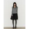 Vintage High-Waisted Wool Midi Skirt with Pockets - Gray Fluffy Design for Autumn/Winter