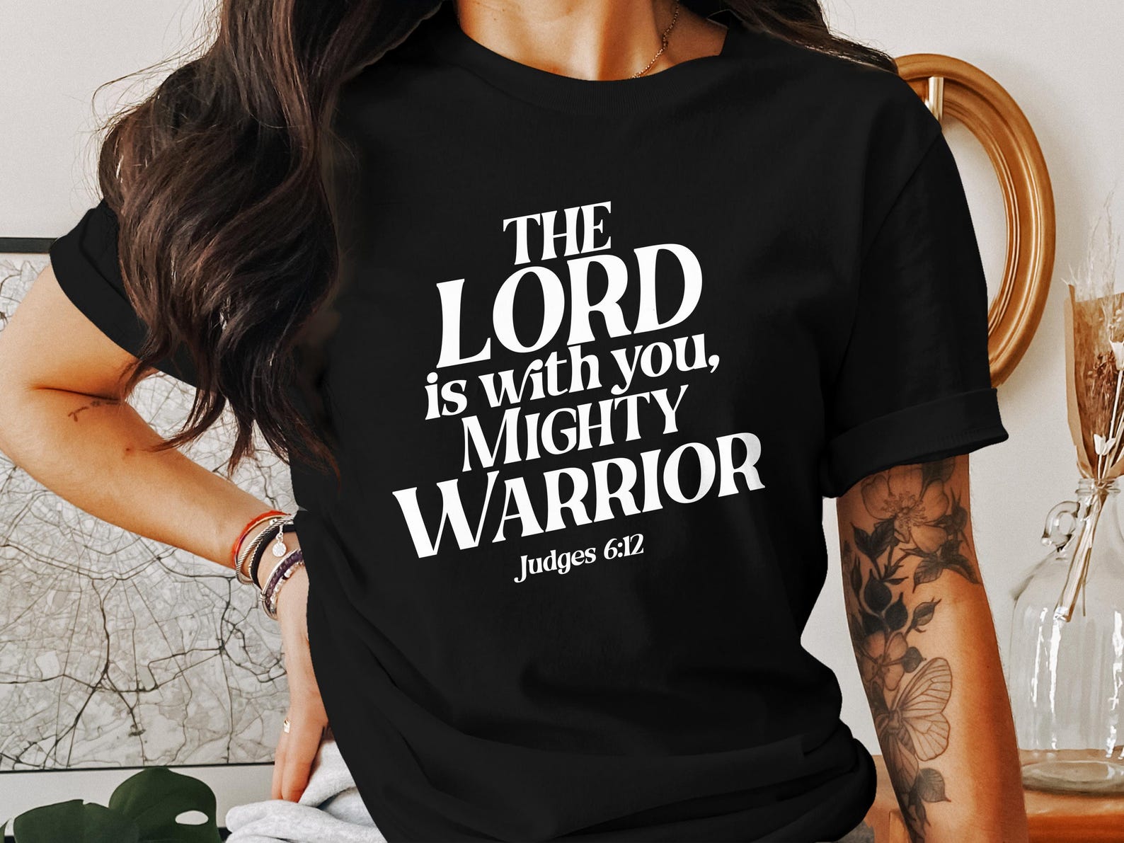 The Lord is With You T-Shirt, Mighty Warrior Christian Tee, Faith Inspired Shirt, Jesus God T-shirt, Religious Apparel L