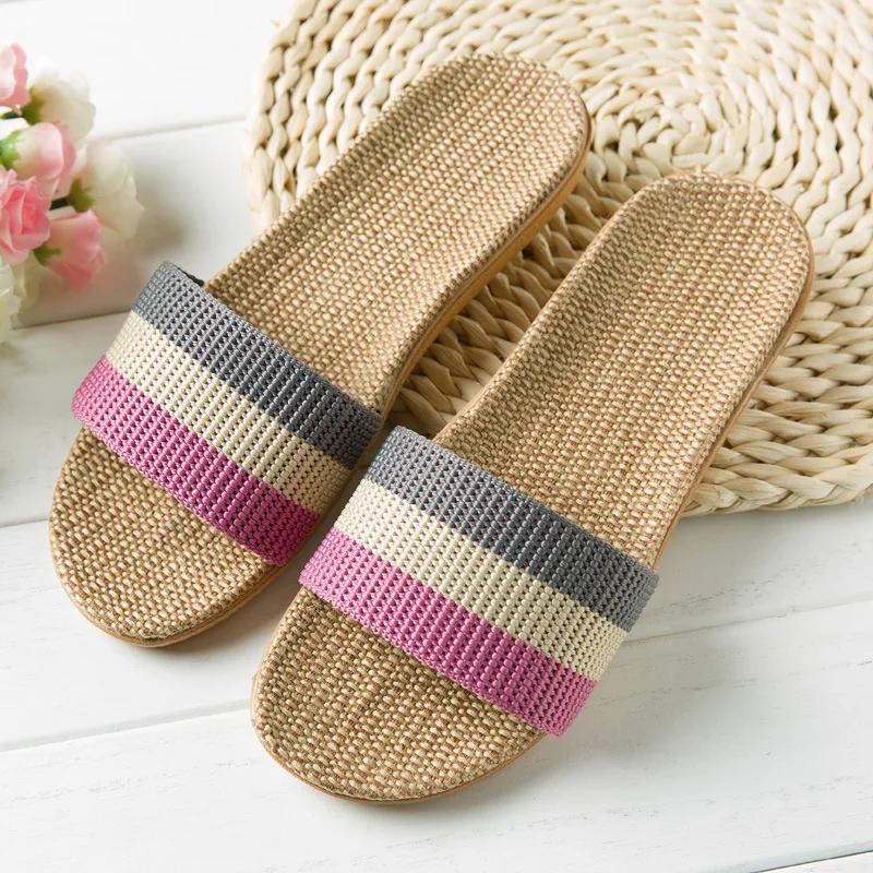 Summer Linen Women'S Slippers Flat Sandals Home Color EVA Lightweight Shoes For Women Casual Slippers 2025
