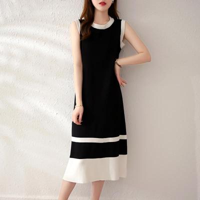 Vestidos Casuais Femininos da Moda Verão Primavera Sem Mangas Gola O Slim