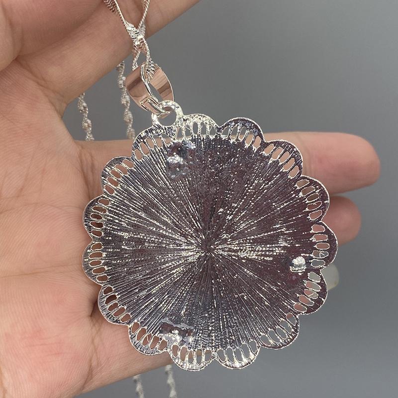 Conjunto de joyería etíope con flor de color plata, colgante de Dubái, pendiente, anillo, horquilla, brazalete, regalo de boda nupcial de África Eritrea