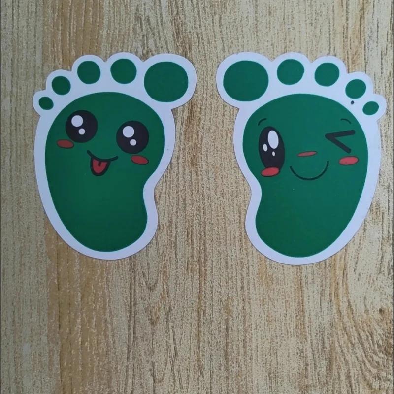 10 Pairs Cute Footprints Stickers Small Feet Kindergarten School Stairs Cartoon Waterproof Flooring Posters Be Careful with Step