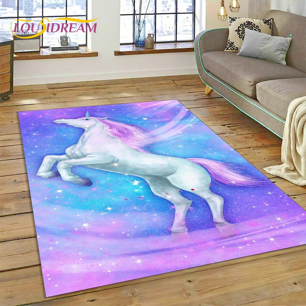 3D Cartoon Cute Unicorn Animal Carpet Rug for Home Living Room Bedroom Sofa Doormat Decor,Child Play Area Rug Non-slip Floor Mat