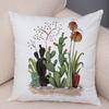 Botanical Garden Pillow Cover Mixed Succulents Cacti and Wildflowers Design Soft Square Cushion for Living Room 45x45cm
