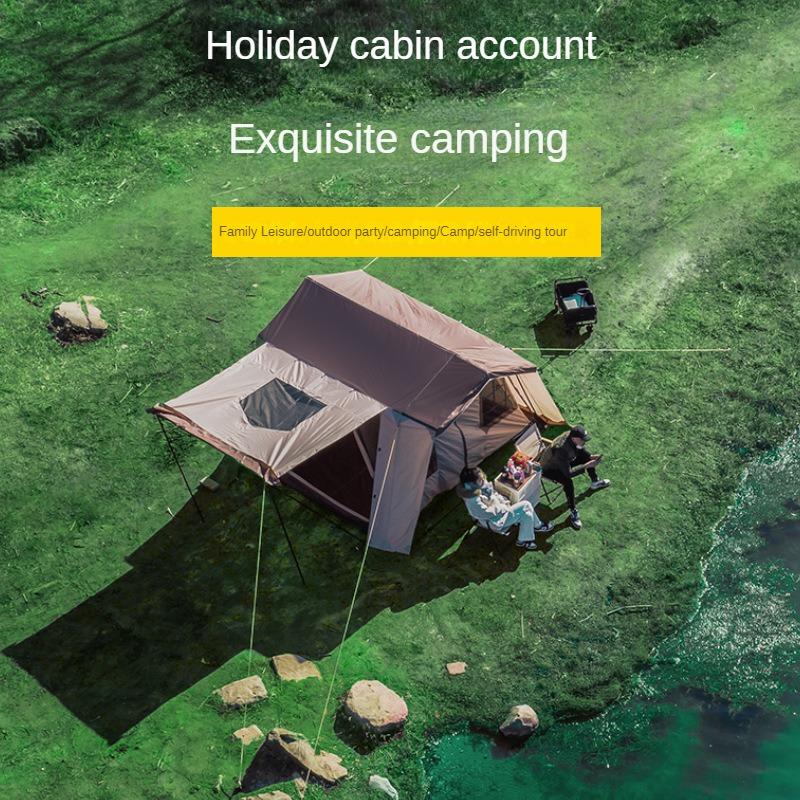 Outdoor Light Luxury Rainproof and Sun Protection Cabin Building Tent Large Family Travel Picnic Roof Tent Shelter